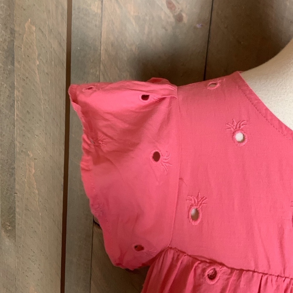 Simply Southern coral pink pineapple eyelet mini dress / tunic Size Medium - Picture 5 of 12